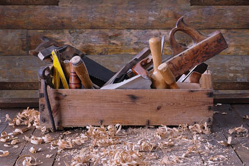 woodworking tools and toolbox